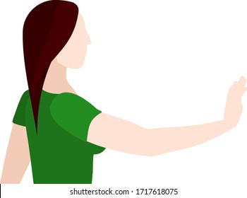 Woman with hand out in a stop gesture to stop the spread of COVID-19 coronavirus disease concept vector