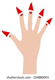 Woman hand with santa hats. EPS 10 format.