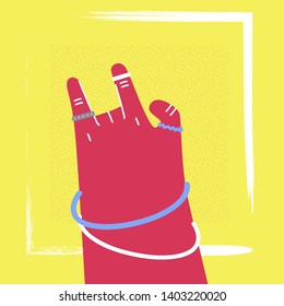 Woman Hand Showing Rock Gesture Flat Stock Vector (Royalty Free ...