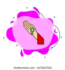 Woman hand, woman symbol, feminism color liquid bacdge icon. Simple color vector of 8 march icons for ui and ux, website or mobile application
