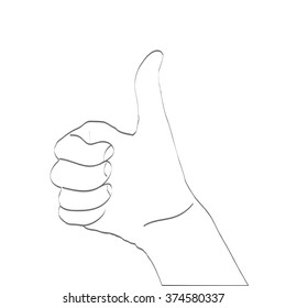 Woman hand thumb up drawing vector