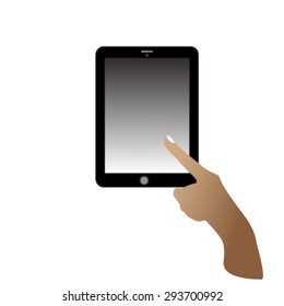 Woman Hand touching tablet