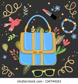 Woman handbag background vector