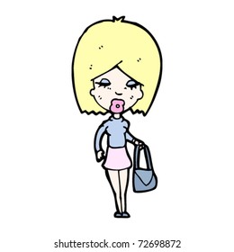 woman with handbag cartoon