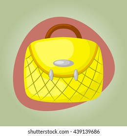 Woman handbag colorful icon. Vector illustration in cartoon style