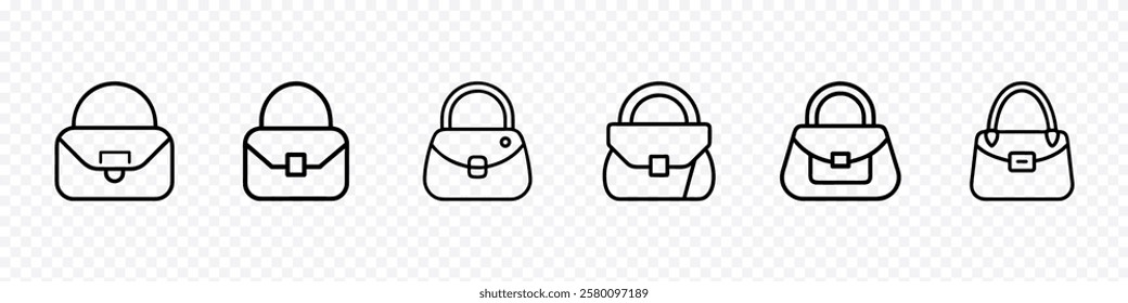 Woman Handbag icon. Handbag line icon. Lady Bag icon, purse icons