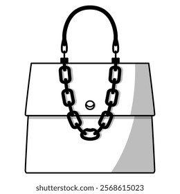 Woman handbag vector illustration in black on white background. A trendy, modern, flat-style fashion accessory graphic, perfect for logos, product labels, decorations, packaging and branding