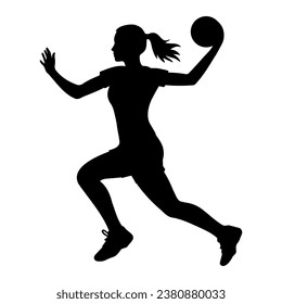 Silueta de jugador de balonmano femenino. ilustración vectorial