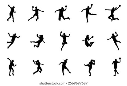 Woman handball player silhouette vector