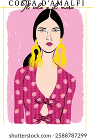 woman handdrawn chic woman paris glitter vector background abstract