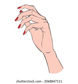 Woman hands with elegant manicure and polished nails.Nails art salon vector illustration.