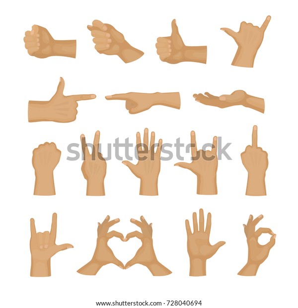 Woman Hands Fingers Gestures Deafmute Signals Stock Vector (Royalty ...