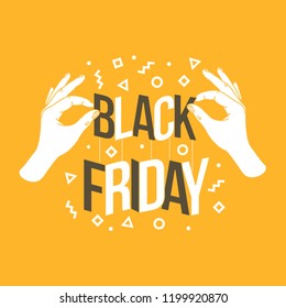 Woman hands holding paper cut black friday sale. Sale banner. 