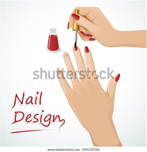 Woman Hands Putting Varnish On Nails Stock Vector (Royalty Free) 104139266