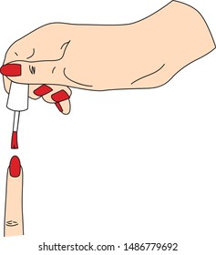 Woman hands with red nails