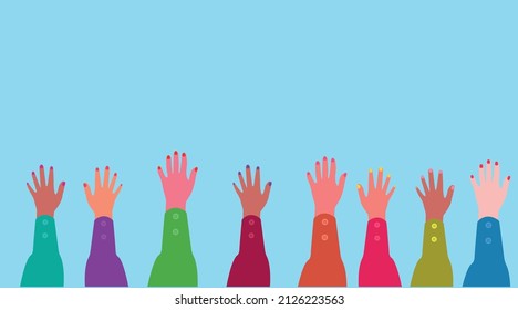 woman hands up.international women's day concept.