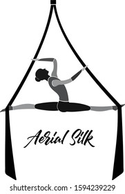 Woman Hanging In Aerial Silks