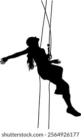 Woman hanging on rope art