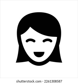 Woman happy face icon vector graphic illustration
