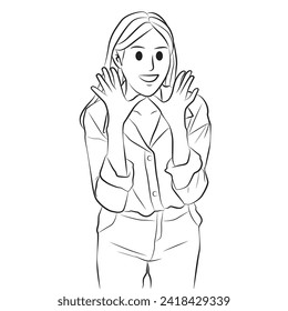 woman happy shouting pose cartoon illustration