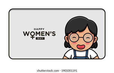 Woman with happy womens day greeting 