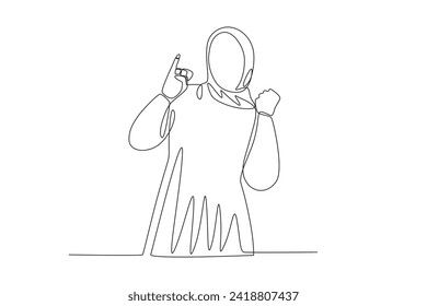 A woman has finished voting. Indonesia Election one-line drawing