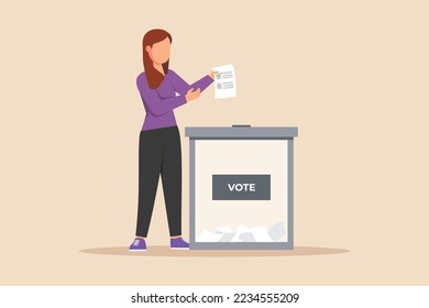 Las mujeres han dado su voto para las elecciones generales regionales o presidenciales. Concepto de votación. Ilustración vectorial gráfica plana de color. 