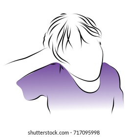 A woman has a headache. Colored vector illustration of a headache, migraine, stroke, cold, flu.