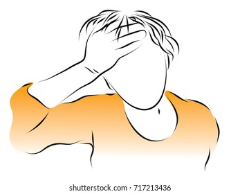 A woman has a headache. Colored vector illustration of a headache, migraine, stroke, cold, flu.