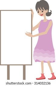 Woman has a message board