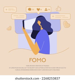 The woman has phone addiction, FOMO, device bad habit. She lies in bed, fall asleep and looks in smartphone, chatting in virtual social network or play a game. She SAVE YOURSELF, will be free.