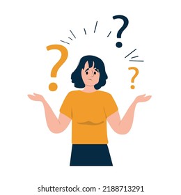 Woman Has Question Flat Cartoon Vector Stock Vector (Royalty Free ...