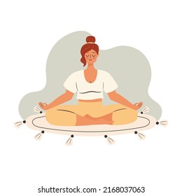 Woman has a relax meditation. Self time concept illustration