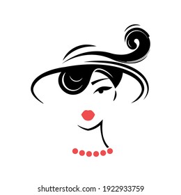 Woman in a hat. Avatar. View front. Isolated vector illustration
