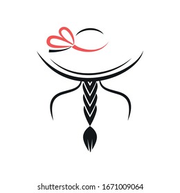 Woman in the hat. Back view. Vector illustration on a white background