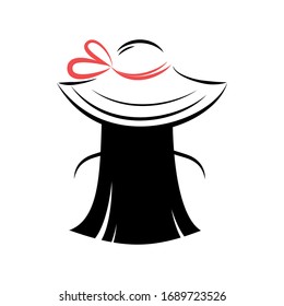 Woman in the hat. Back view. Vector illustration on a white background