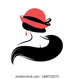 Woman in the hat. Back view. Vector illustration on a white background