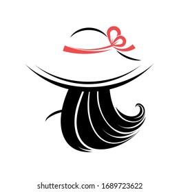 Woman in the hat. Back view. Vector illustration on a white background