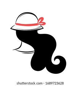 Woman in the hat. Back view. Vector illustration on a white background