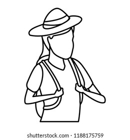 Woman with hat and backpack