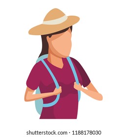 Woman with hat and backpack