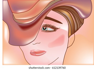 woman in hat in beige