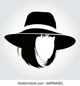 Woman Hat With Bob Cut Haircut