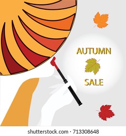 Woman in hat colors lips - Perfume - Cosmetics - Autumn sale - art abstract creative illustration vector