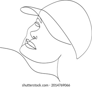 Una mujer en ese continuo arte de una línea. Vector Retrato minimalista de la mujer para un logo, emblema o banner web. Ilustración del vector abstracto