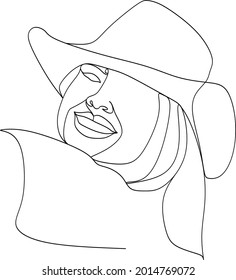 Una mujer en ese continuo arte de una línea. Vector Retrato minimalista de la mujer para un logo, emblema o banner web. Ilustración del vector abstracto