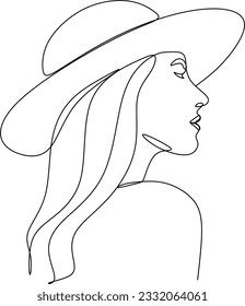 Mujer en el dibujo de la línea de moda, ilustración en blanco y negro. Elemento vector dibujado a mano para banner de tienda de moda, logotipo, volante, diseño web, publicidad