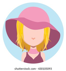 Woman with hat - flat avatar