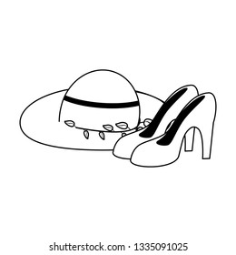 woman hat with high heels in black and white