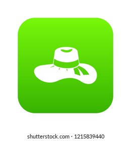 Woman hat icon digital green for any design isolated on white vector illustration